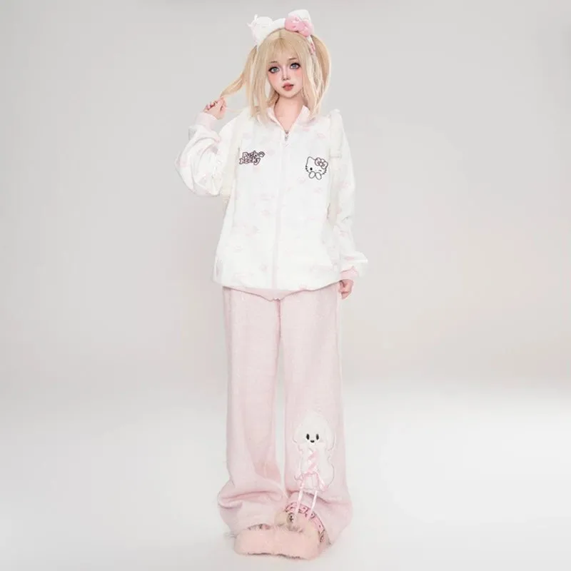 Sweet Japanese Style Hello Kitty Printed Hooded Sweatshirt