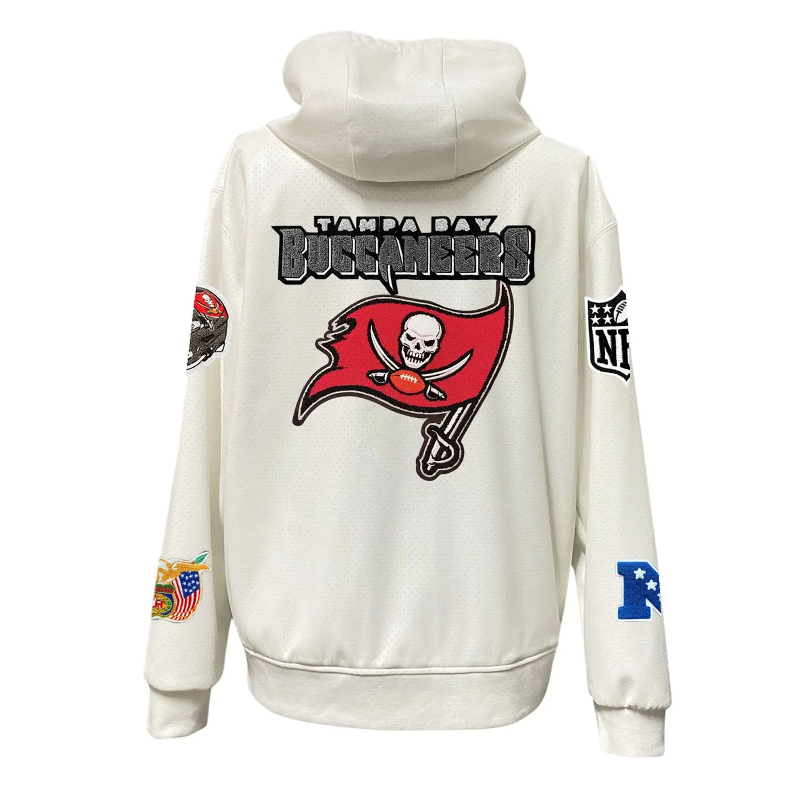 TAMPA BAY BUCCANEERS LIGHTWEIGHT VEGAN ZIP-UP HOODED JACKET WHITE