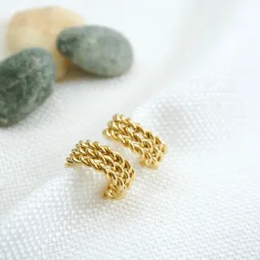 Triple Twist Gold Hoop Earrings