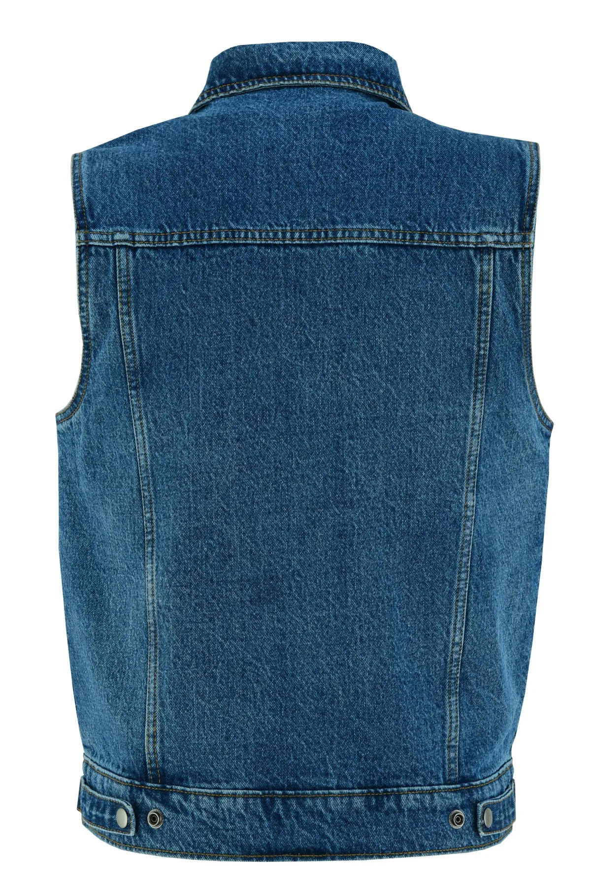 VB917Bl Men's Blue Denim Vest with Collar