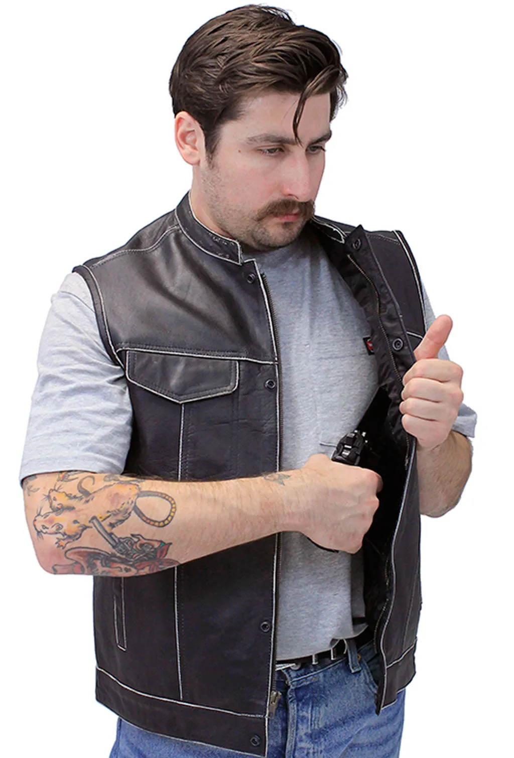 Vintage Brown Club Vest w/Concealed Pockets #VMA6654GK ()