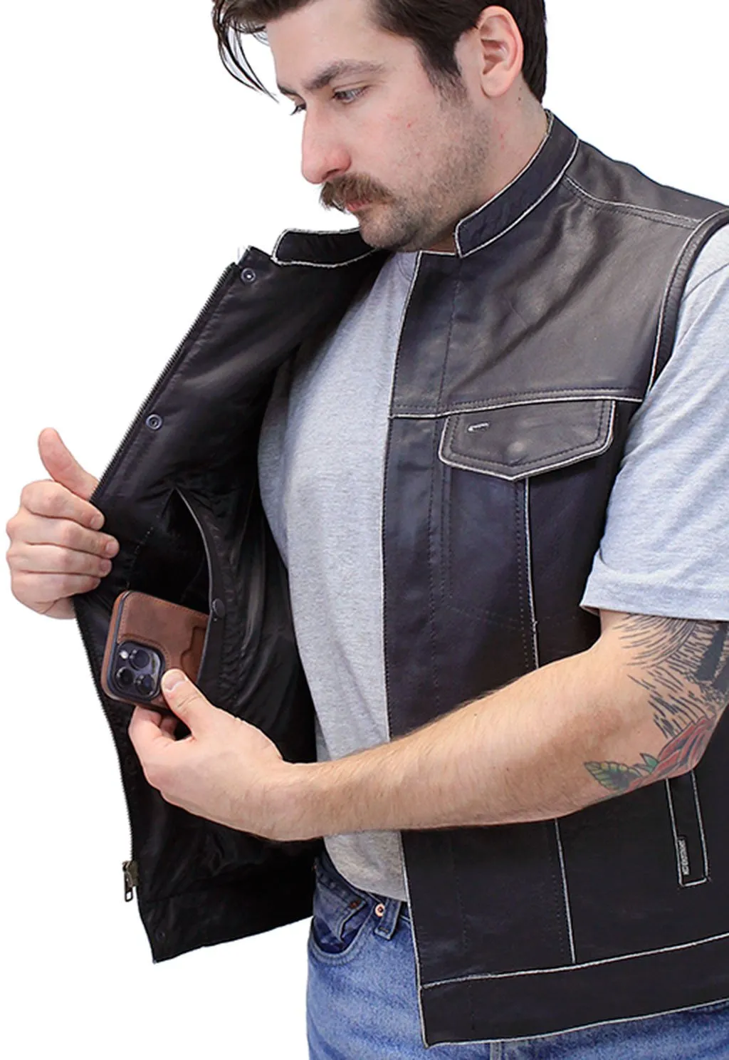 Vintage Brown Club Vest w/Concealed Pockets #VMA6654GK ()