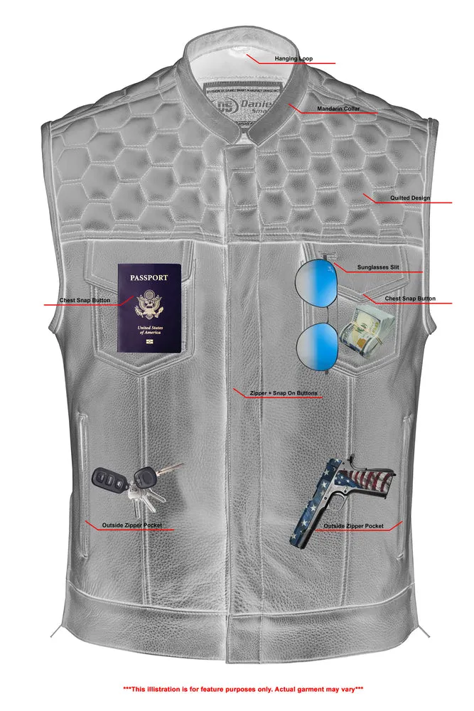 Whiskey Men's Motorcycle Leather Vest - Black