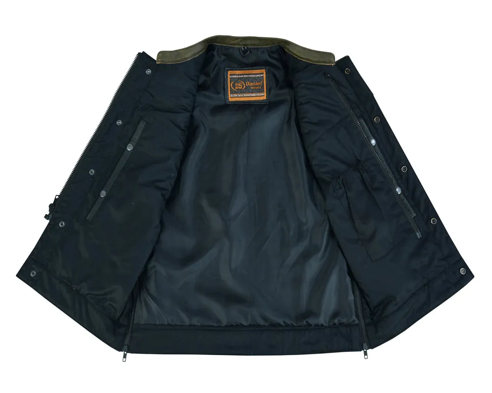 Whiskey Men's Motorcycle Leather Vest - Black