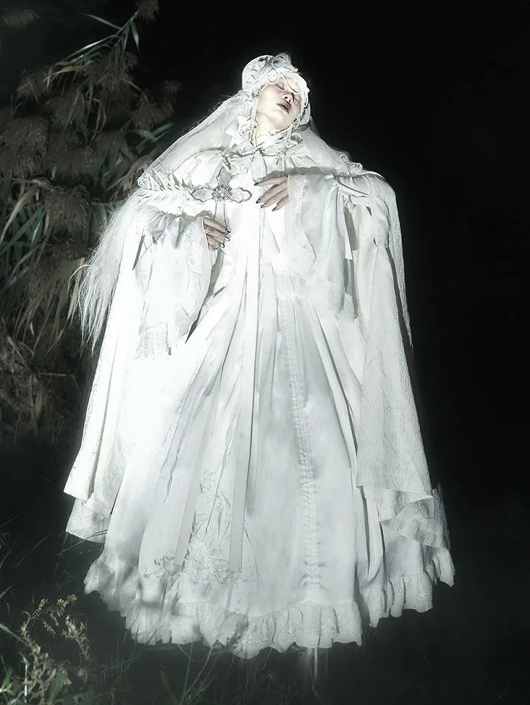 White Shiro Gothic Lolita Hooded Cloak
