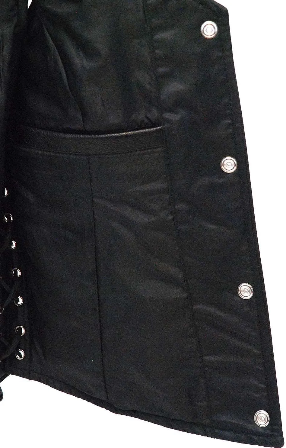Women's Purple Piping Side Lace Concealed Pocket Vest #VL68501GPU ()