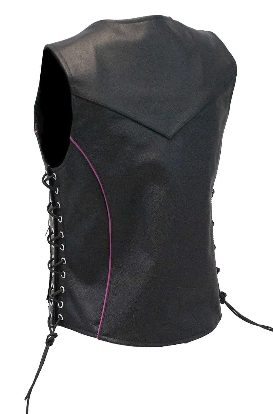 Women's Purple Piping Side Lace Concealed Pocket Vest #VL68501GPU ()