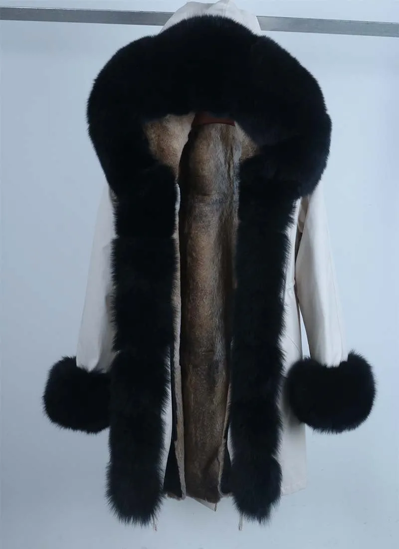 Women's Winter Casual Warm Waterproof Parka With Rabbit Fur