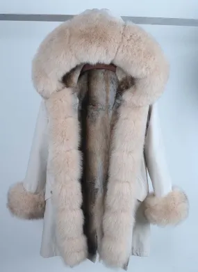 Women's Winter Casual Warm Waterproof Parka With Rabbit Fur