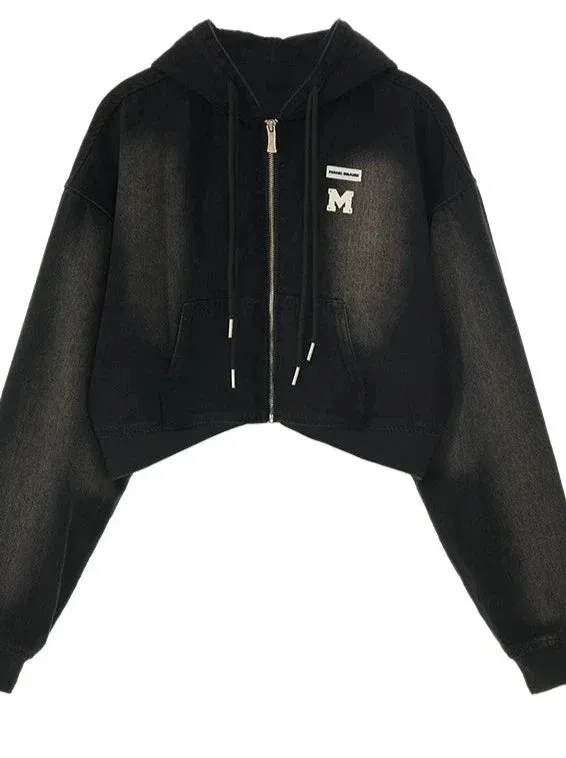 Zip Hoodie Y2K Short Hooded Casual   Skirt